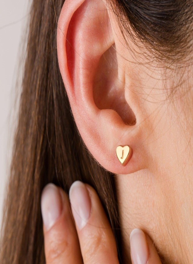 BAYLAY Heart Initial Earrings for Women - 18K Gold Plated Letter H Initial Earrings Dainty Hypoallergenic Gold Stud Heart Earings for Women Teens Gold Jewelry Gifts - Image 2